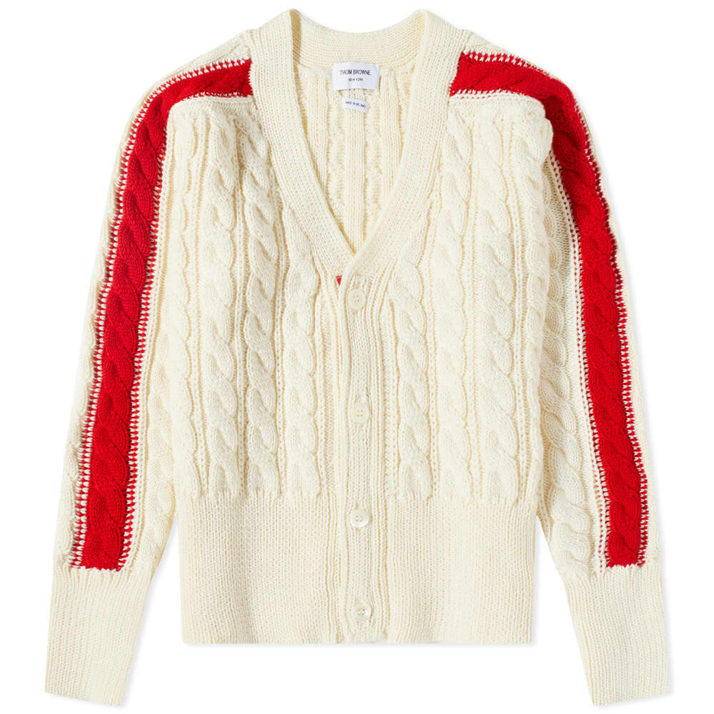 

Джемпер Thom Browne Tricolour Sleeve Stripe Cable Knit Cardigan, Серый