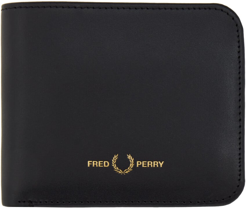 

Черный полированный бумажник для бумажника Fred Perry