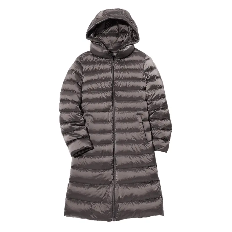 

Пуховик Uniqlo Ultra light down chambray long, коричневый