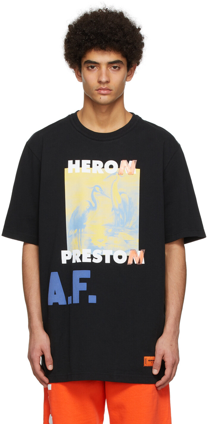 

Черная хлопковая футболка Heron Preston