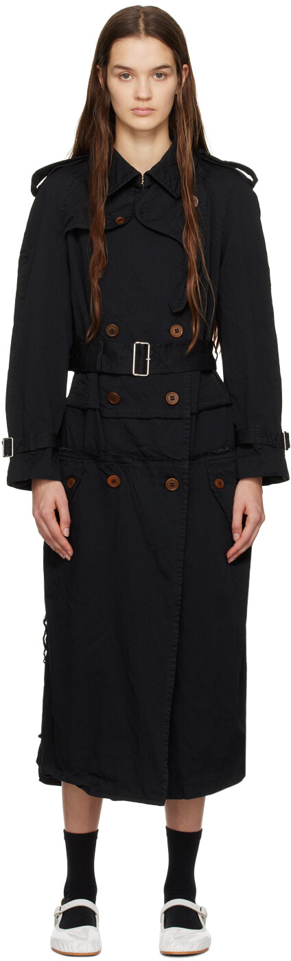 

Черный двубортный плащ Black Comme des Garçons