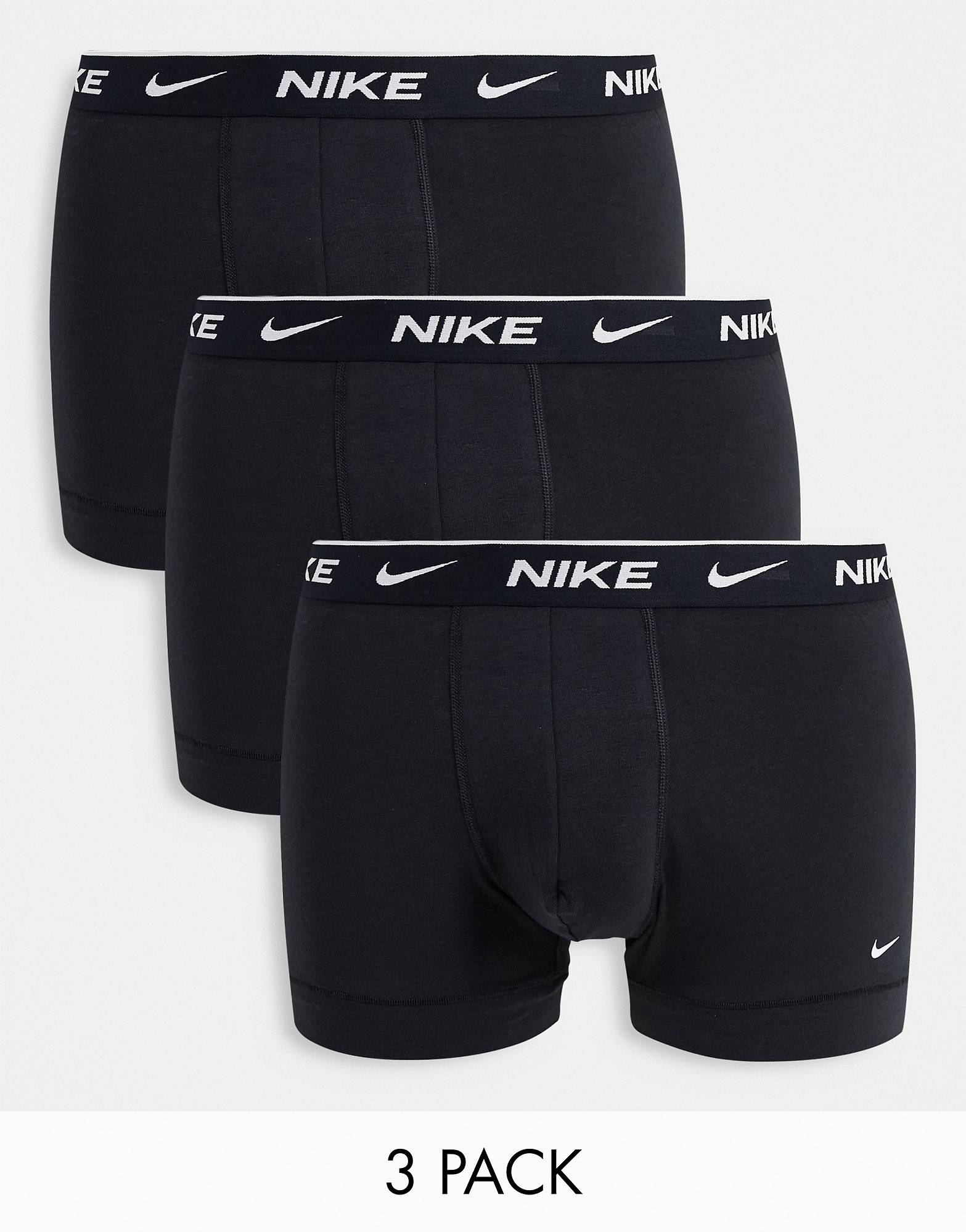 Набор из трех хлопковых эластичных плавок Nike черного цвета