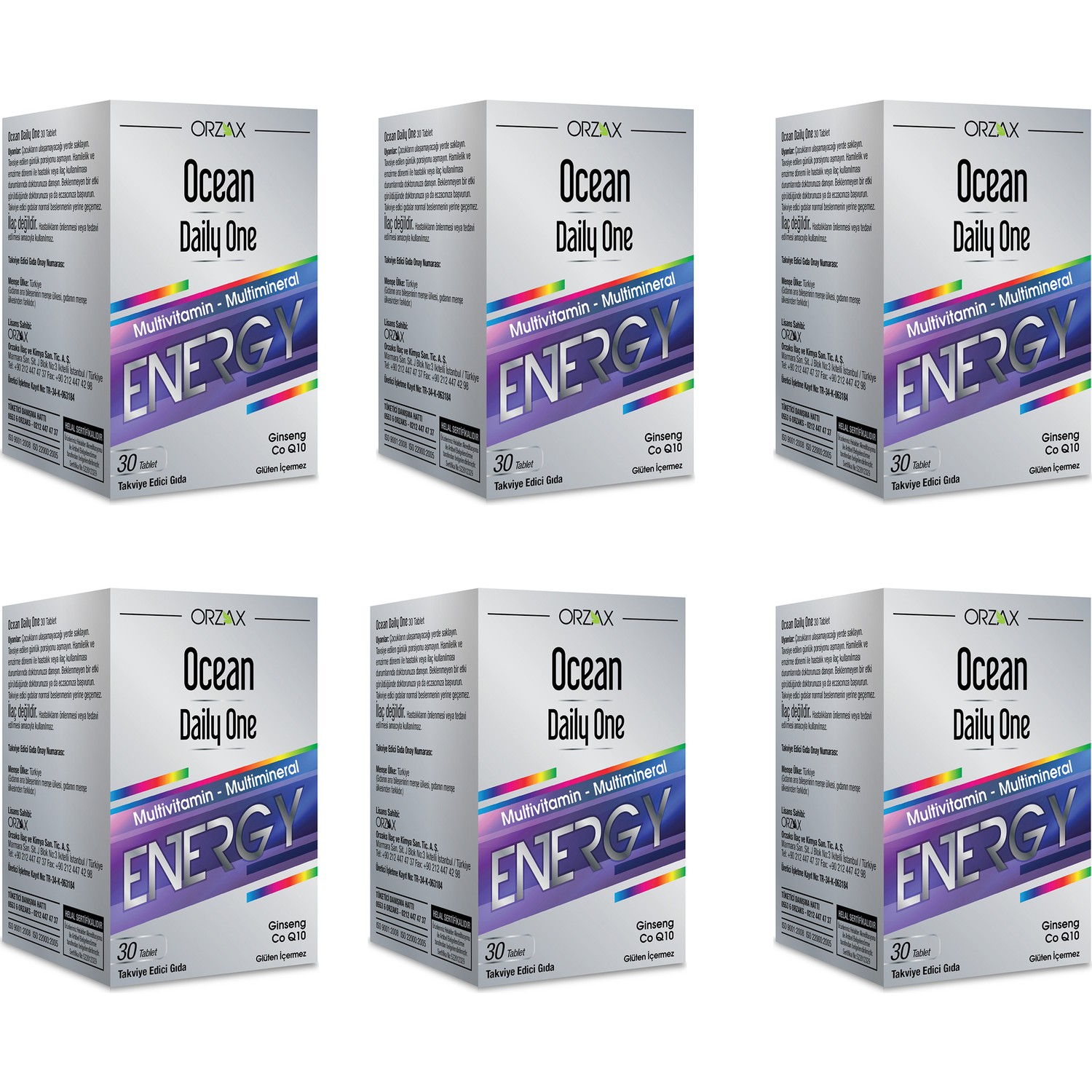 цена Пищевая добавка Orzax Ocean Daily One Energy, 6 упаковок по 30 таблеток