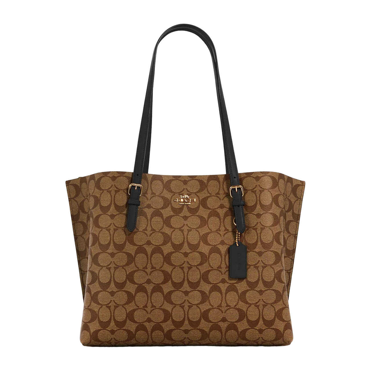 Сумка Coach Outlet Mollie Tote in Signature Canvas, коричневый/черный - фото