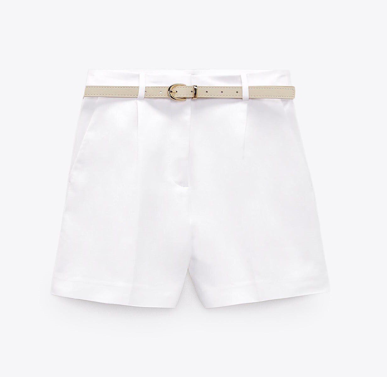 

Шорты Zara Double-fabric Bermuda With Belt, белый