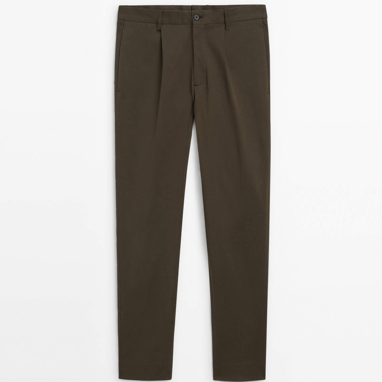 

Брюки Massimo Dutti Wide-leg Cotton Blend Studio, коричневый