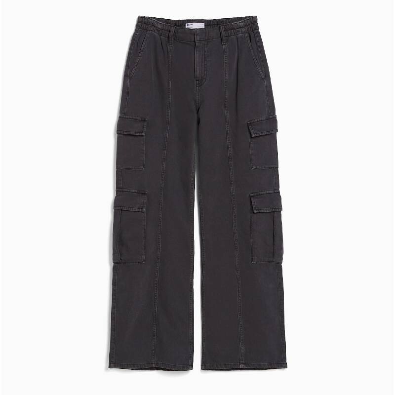 

Джинсы Карго Bershka Wide-Leg Multipocket, черный