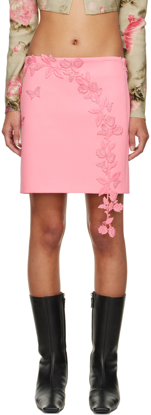

Розовая мини-юбка с вышивкой Blumarine