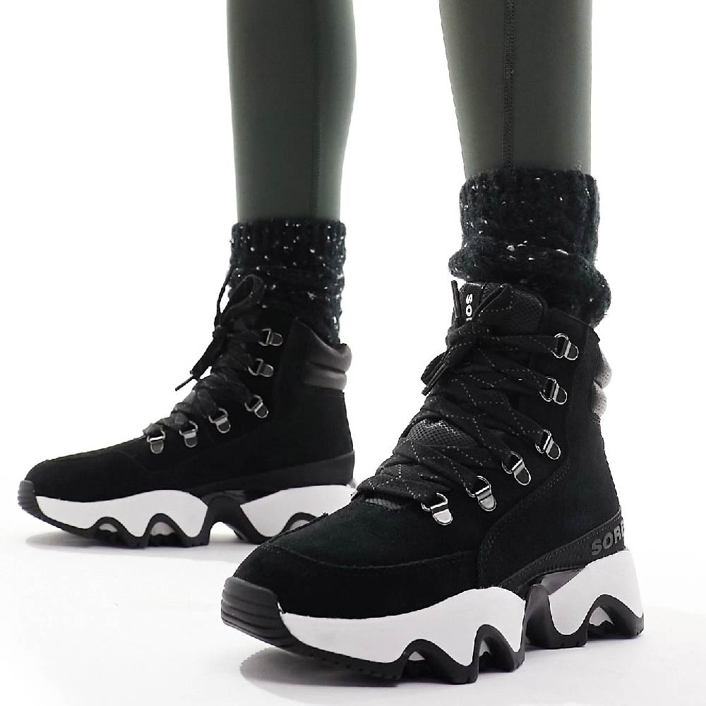 женские спортивные сандалии на платформе с ремешком на щиколотке kinetic impact sorel Ботинки Sorel Kinetic Impact Conquest Waterproof Lace Up, черный/белый