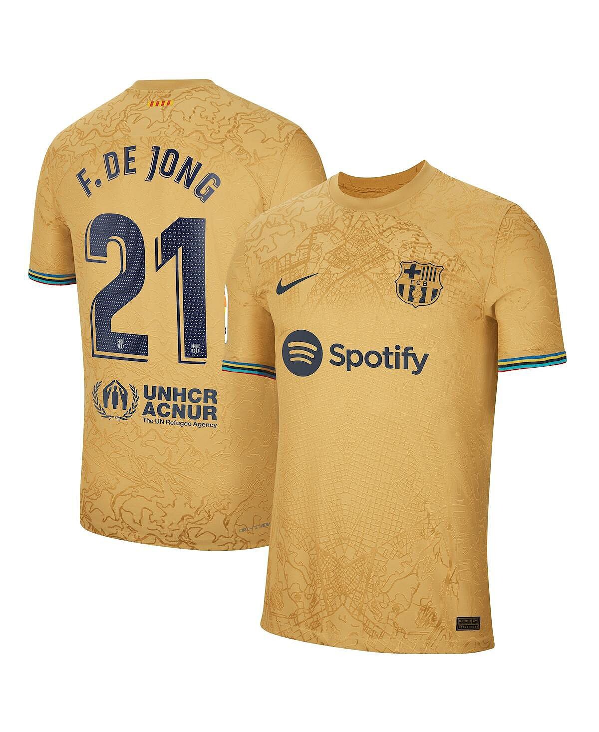 

Мужская желтая футболка frenkie de jong barcelona 2022/23, аутентичная выездная футболка игрока Nike