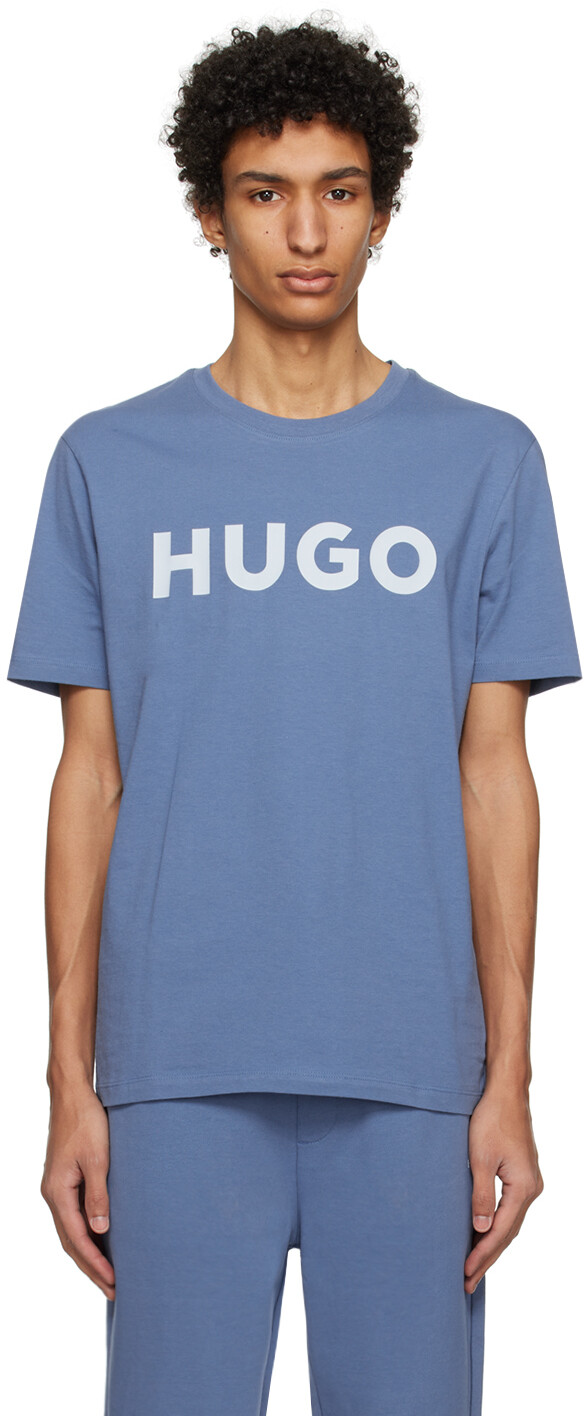 

Синяя футболка с принтом Hugo, Синий