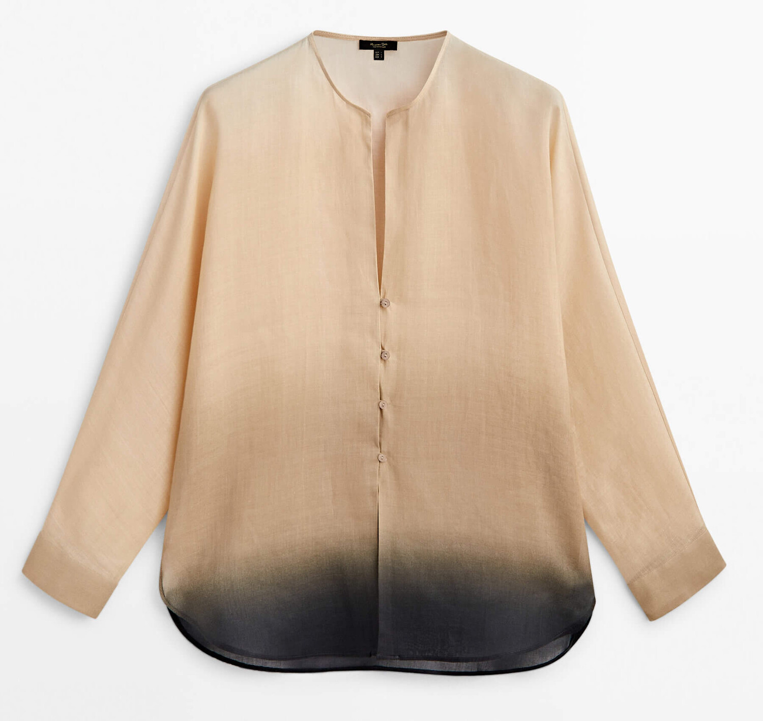 

Рубашка Massimo Dutti Ombré Ramie, бежевый/черный