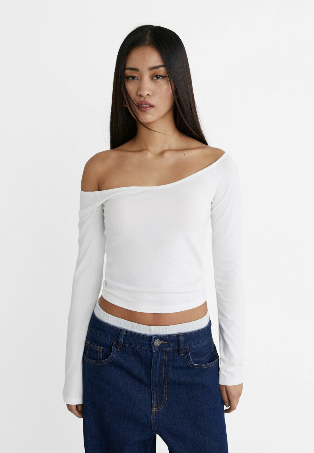

Рубашка с длинным рукавом Stradivarius, цвет white