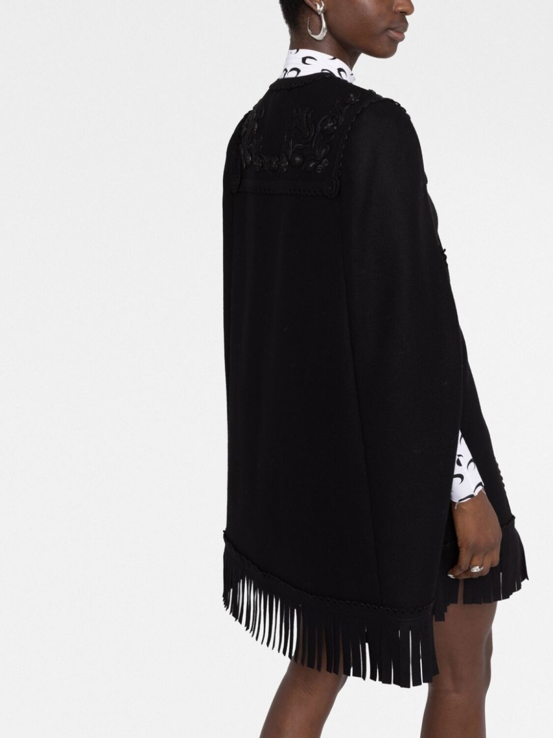 

DSQUARED2 кейп с вышивкой и бахромой, черный