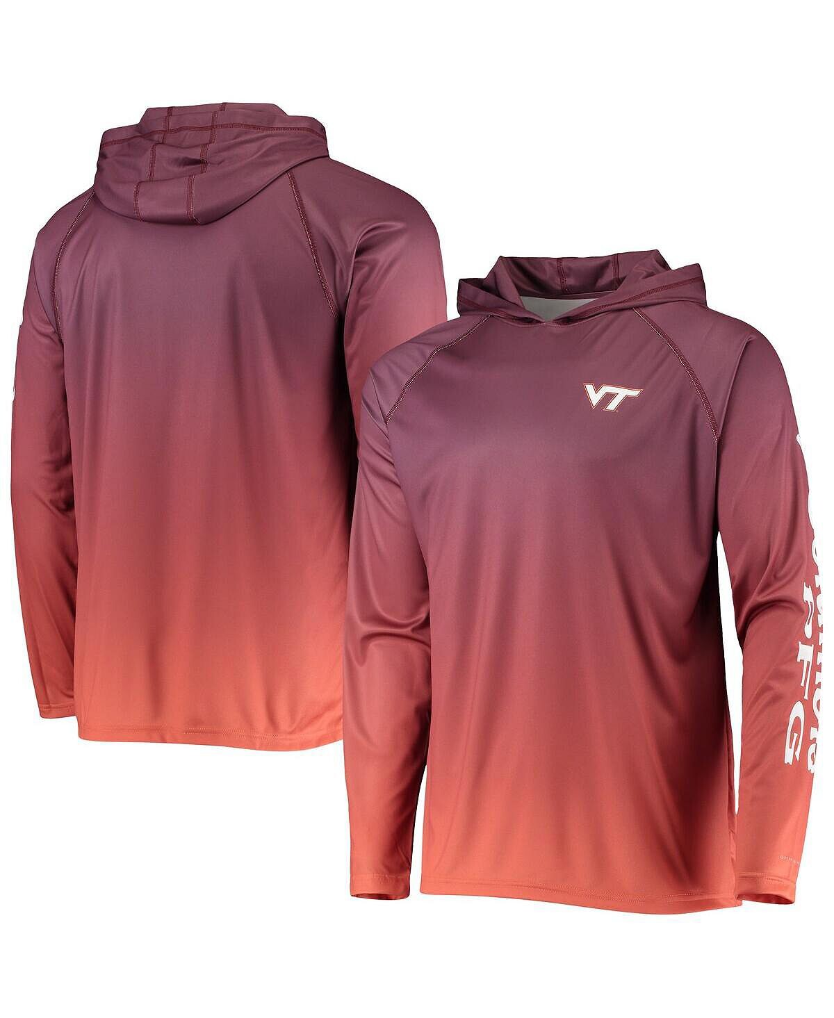 

Мужская футболка PFG Maroon Virginia Tech Hokies Terminal Tackle Omni-Shade UPF 50 с капюшоном и длинными рукавами Columbia