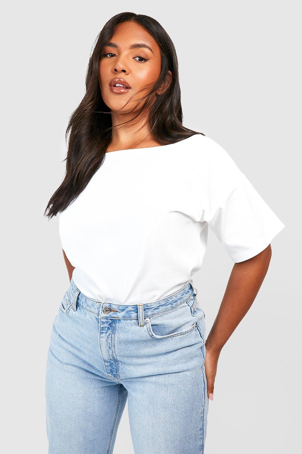 

Футболка оверсайз с заниженными плечами Boohoo, белый