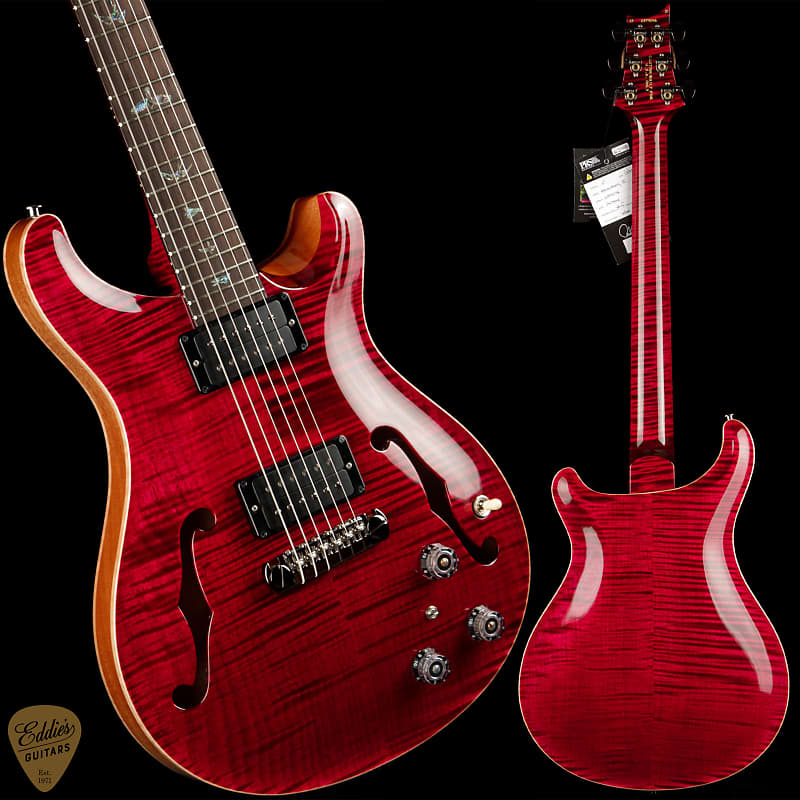 цена Электрогитара PRS Eddie's Guitars Wood Library Hollowbody II Piezo Brazilian - Red Tiger