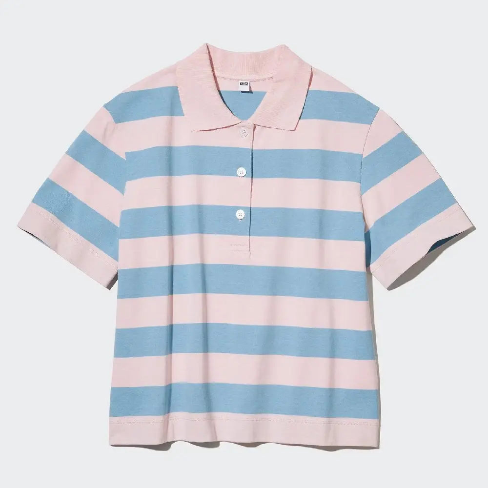 

Футболка-поло Uniqlo Cropped Relaxed Fit, розовый