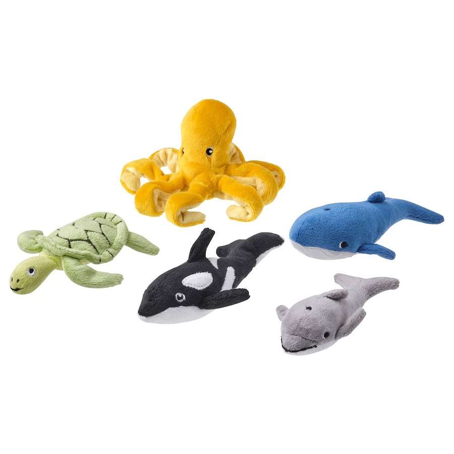 Набор мягких игрушек Ikea Blavingad Sea Animals, 5 предметов, мультиколор набор мягких игрушек ikea blavingad sea animals 5 предметов мультиколор