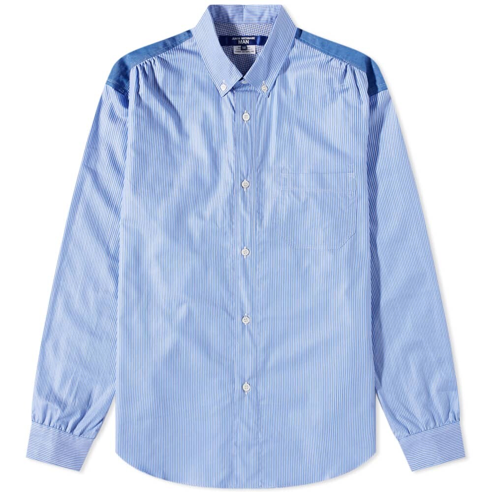 

Рубашка Junya Watanabe MAN Cotton Broadstripe Mix Panel Shirt