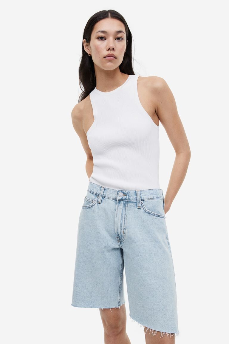 

Шорты-бермуды с заниженной талией H&M, бледно-голубой деним