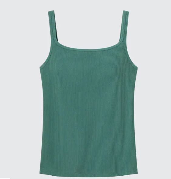 

Топ хлопковый без рукавов в рубчик Uniqlo Airism Cotton Ribbed Sleeveless Bra, зеленый