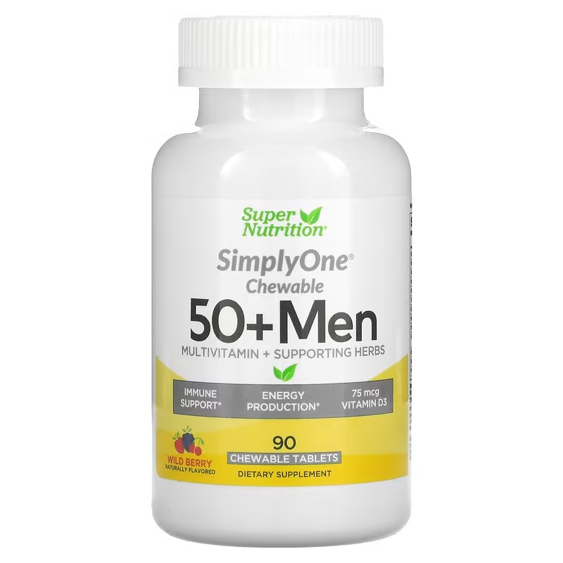 Мультивитамины Super Nutrition для мужчин со вкусом лесных ягод, 90 таблеток мультивитамины centrum multigummies adults 50 120 жевательных конфет