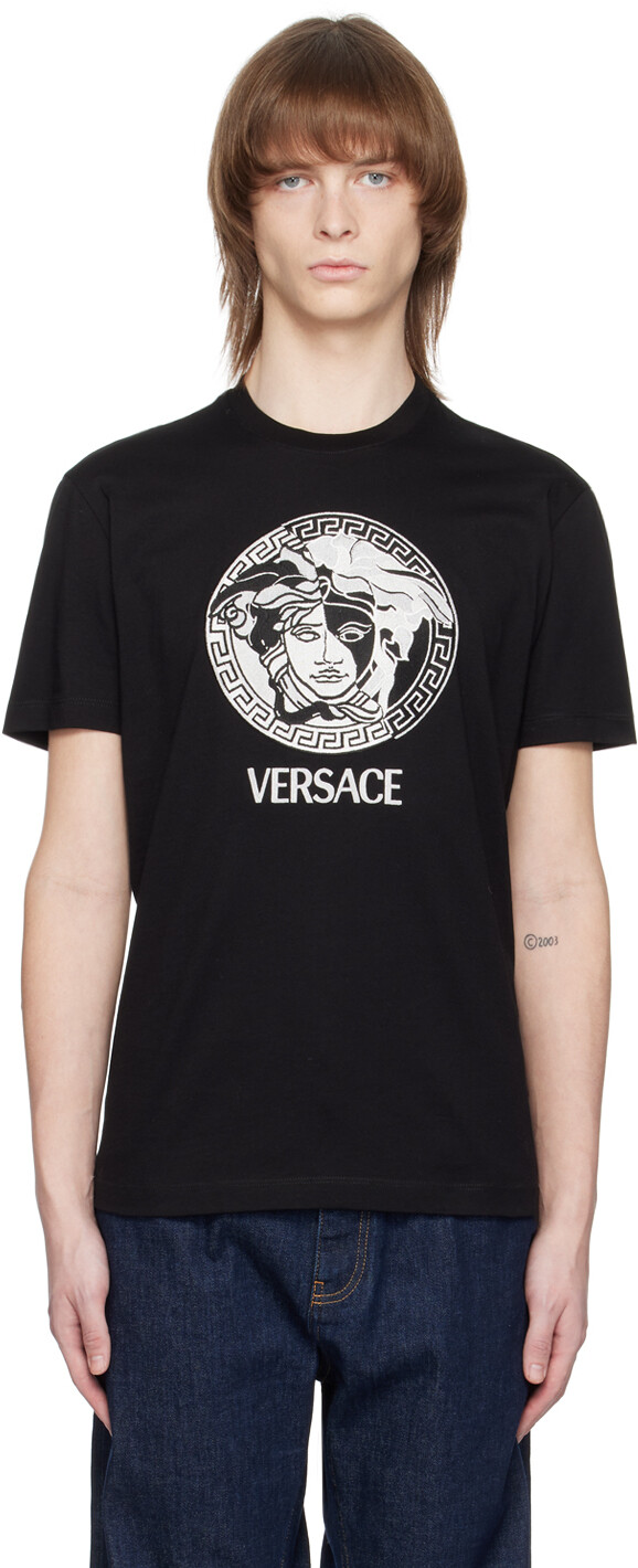 

Черная футболка с Медузой Versace, Черный