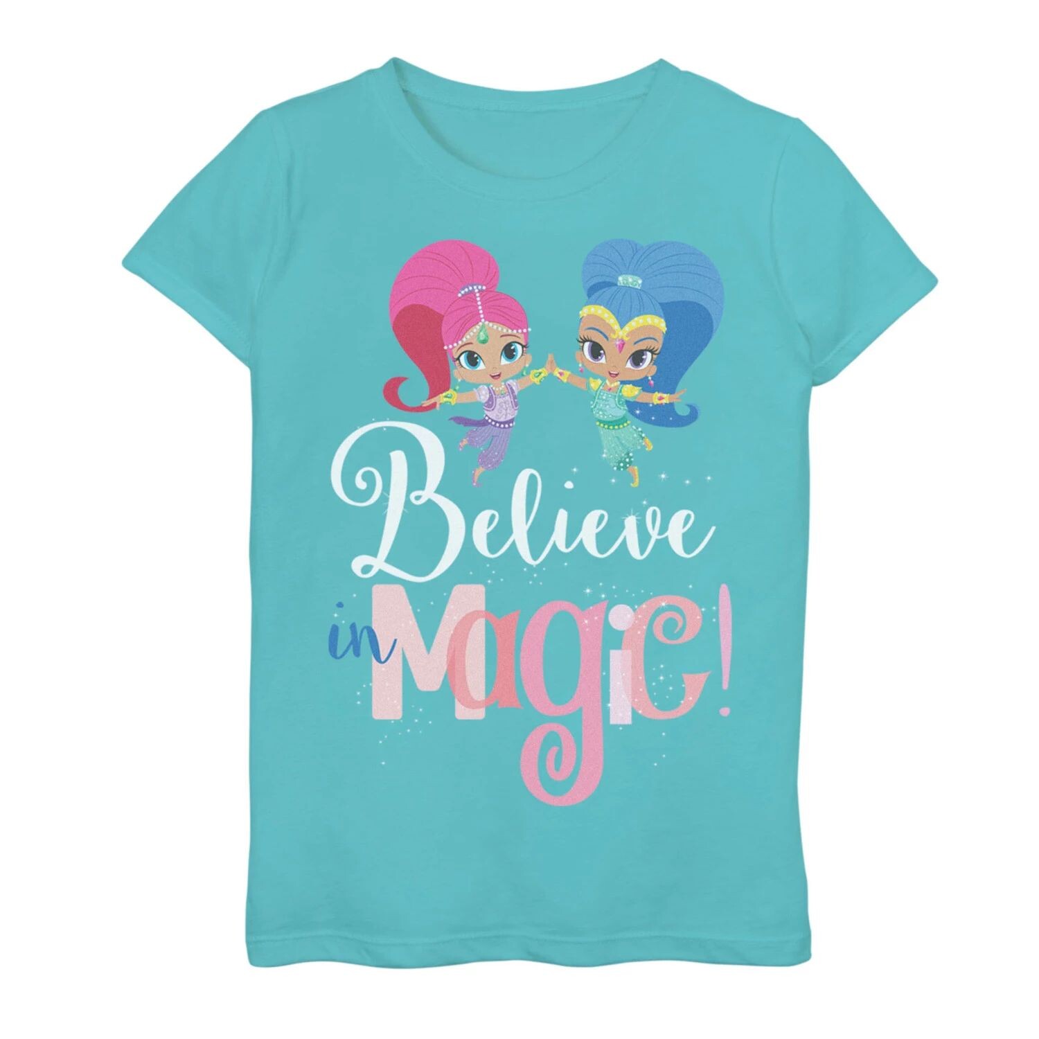

Футболка Nickelodeon Shimmer & Shine Believe In Magic High Five для девочек 7–16 лет с графическим рисунком и портретом Nickelodeon