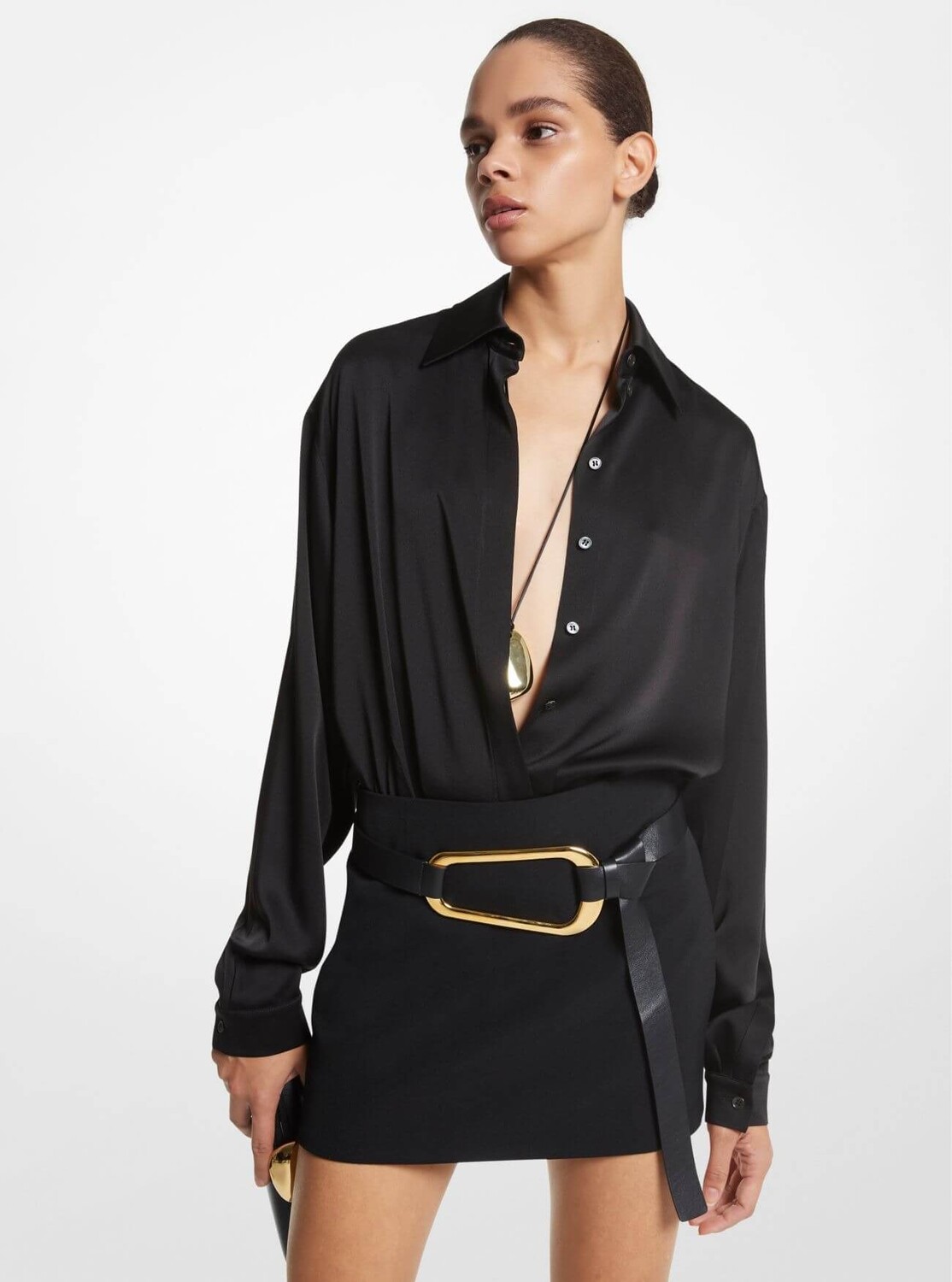 

Рубашка Michael Kors Charmeuse Boyfriend, черный