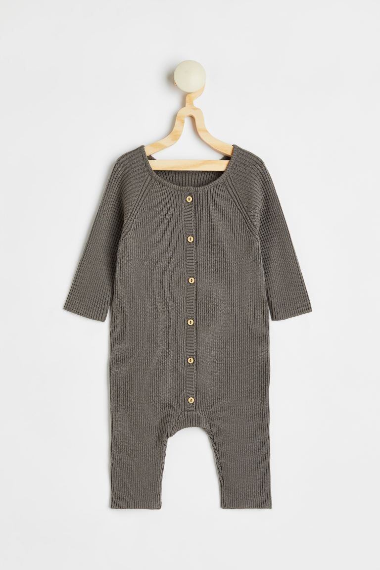 

Хлопковый комбинезон в рубчик H&M, темно-серый