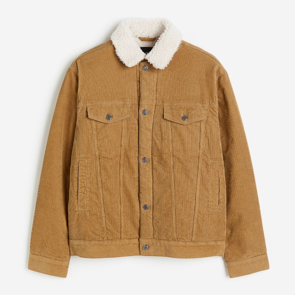 

Куртка H&M Corduroy With Teddy Bear Lining, бежевый