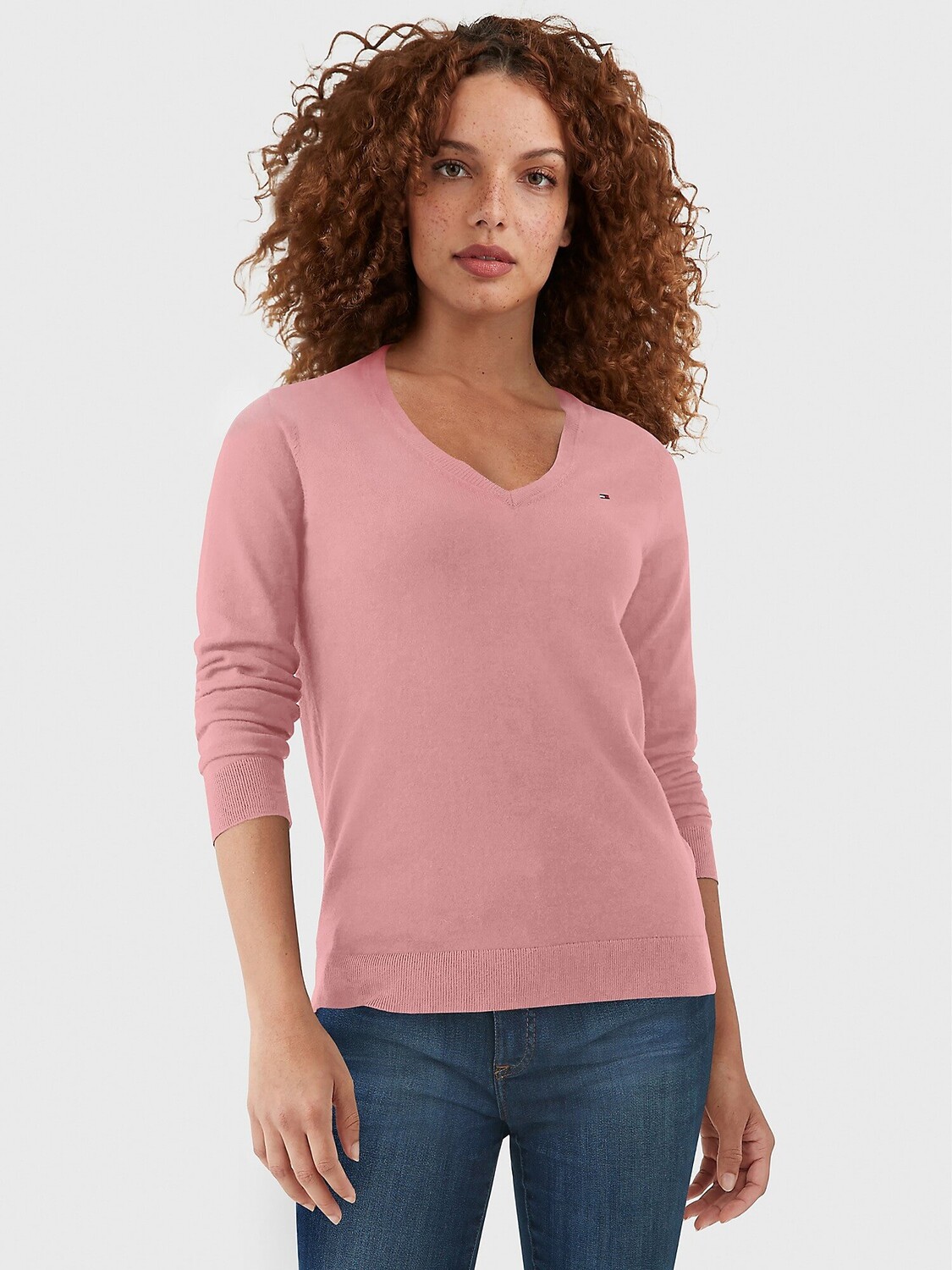 

Свитер Tommy Hilfiger Solid V-neck, розовый