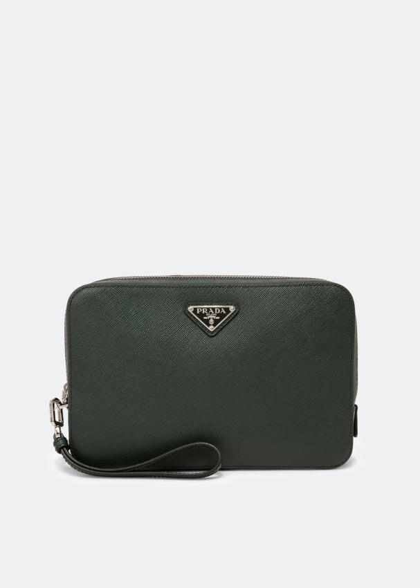

Сумка PRADA Saffiano leather pouch, зеленый