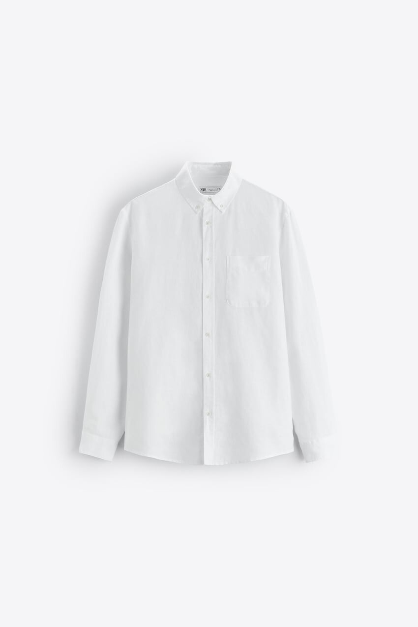 

Рубашка Zara cotton - linen, белый