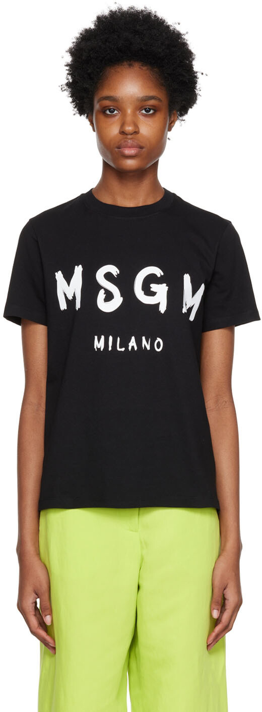 

Черная футболка с принтом MSGM