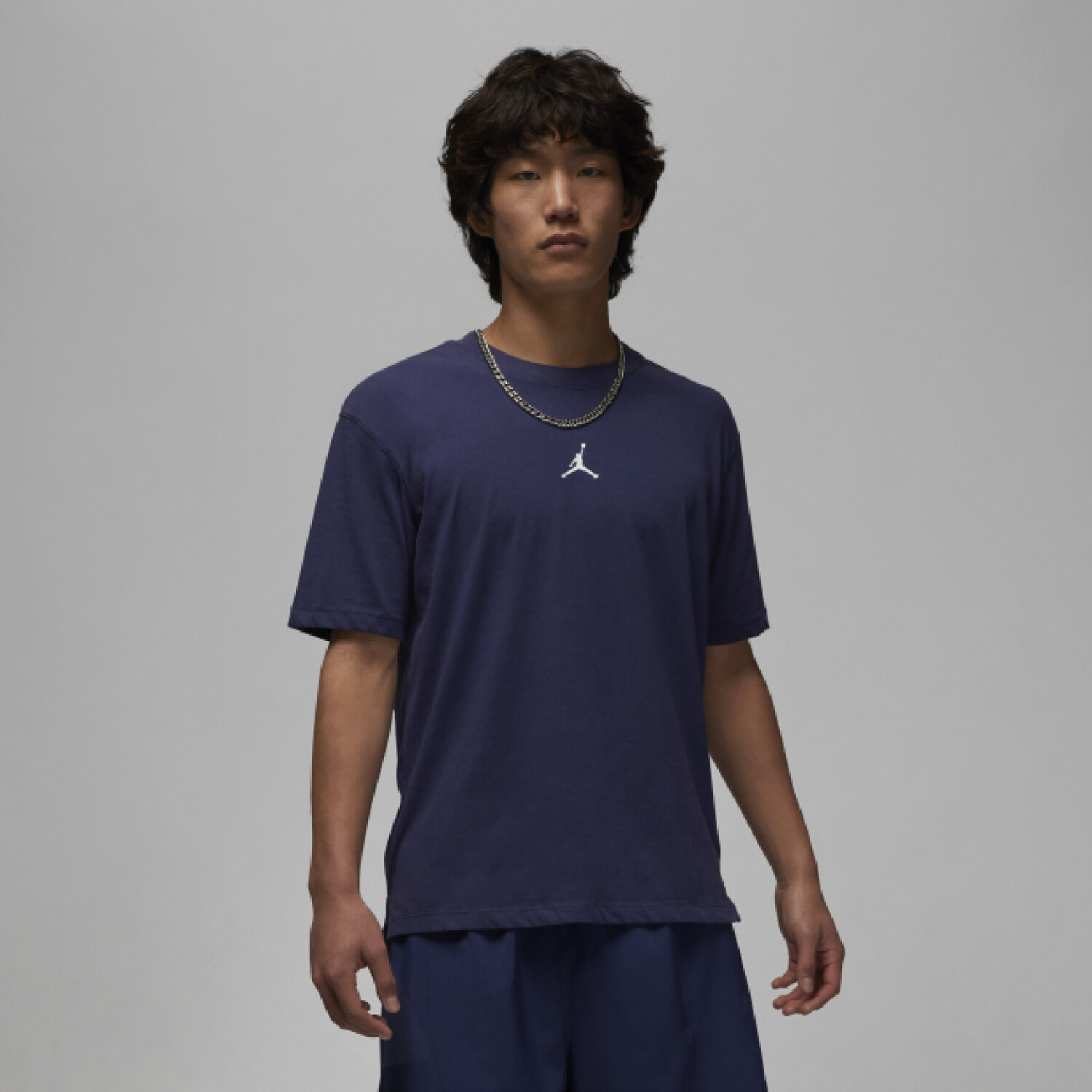 

Футболка Nike Air Jordan SS22 Logo Printing Sports Round Neck Short Sleeve White, темно-синий