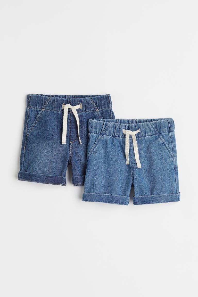 

2 пары джинсовых шорт H&M, синий деним