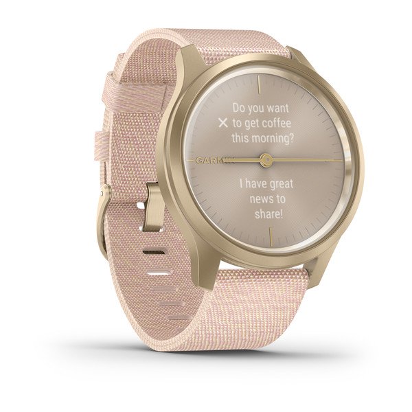 Умные часы Garmin VIVOMOVE STYLE с плетеным нейлоновым розовым ремешком, светло-золотистый умные часы garmin vivomove trend серебристый серый