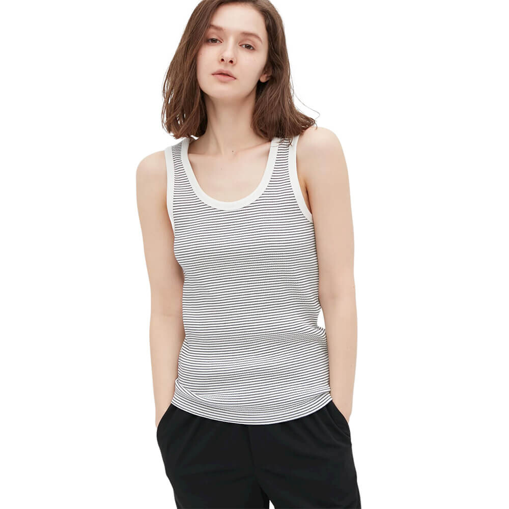 

Топ Uniqlo Ribbed Striped Tank, белый