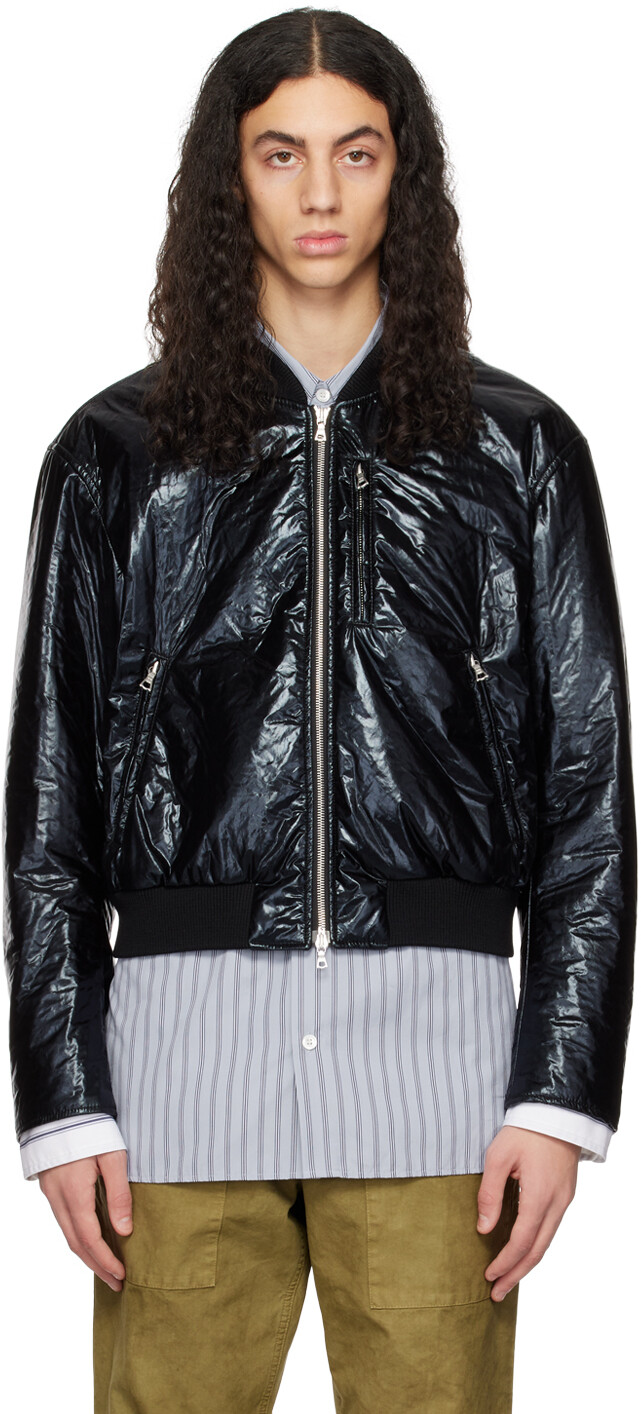 

Эксклюзивная черная куртка-бомбер на молнии SSENSE Dries Van Noten