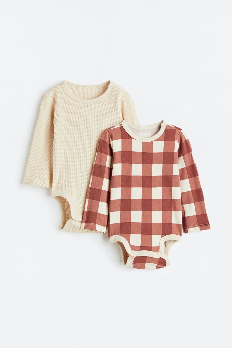 

2 комплекта боди из хлопка H&M, ржаво-коричневый/проверено