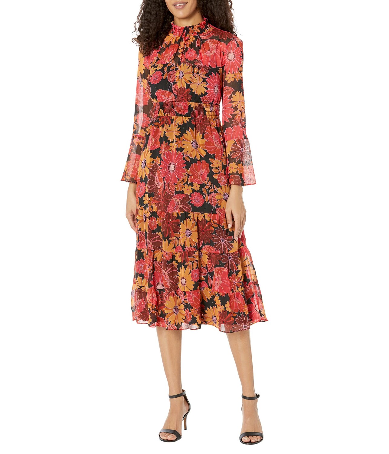 

Платье Donna Morgan, Long Sleeve Tiered Dress with Ruffle Details