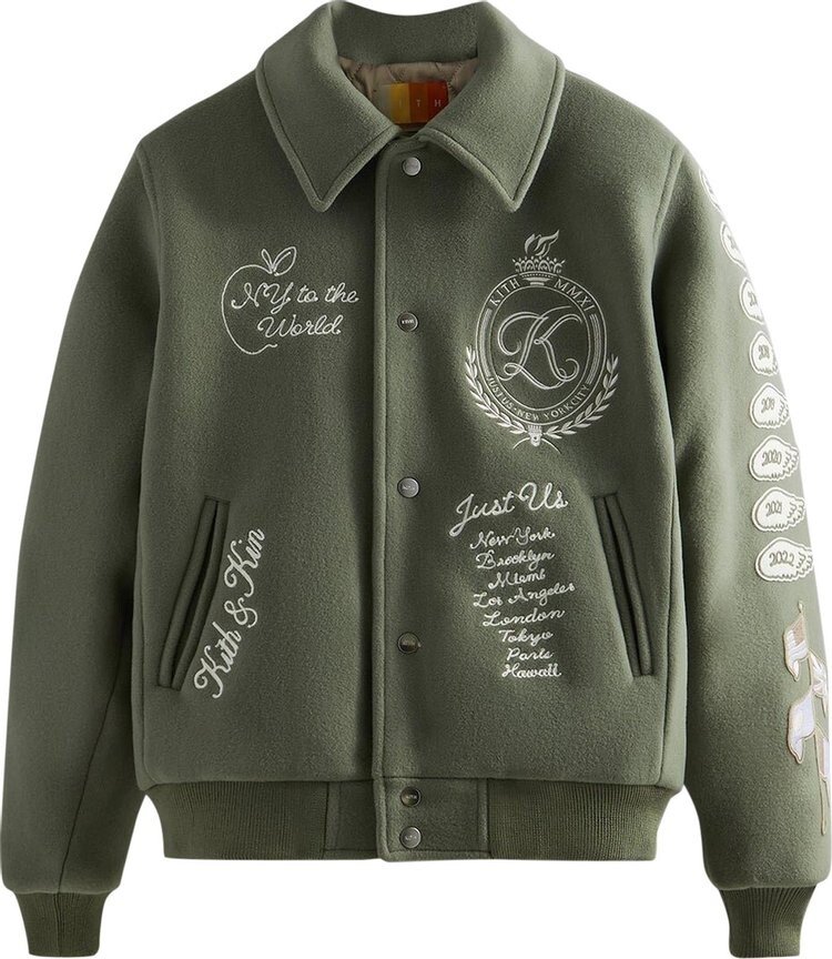 

Куртка Kith Wool Varsity Jacket 'Folly', зеленый