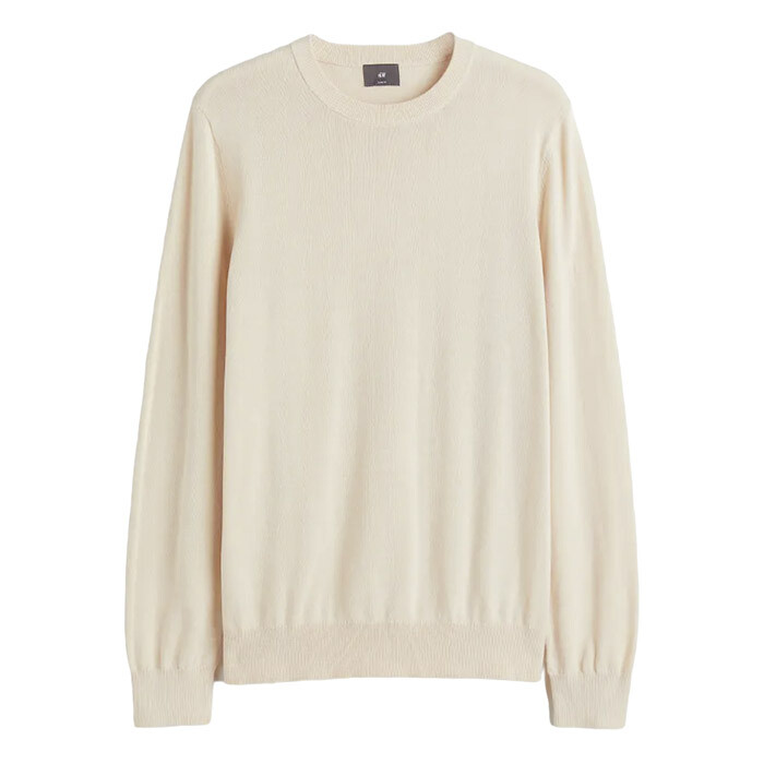 

Джемпер H&M Slim Fit Fine-knit Cotton, светло-бежевый