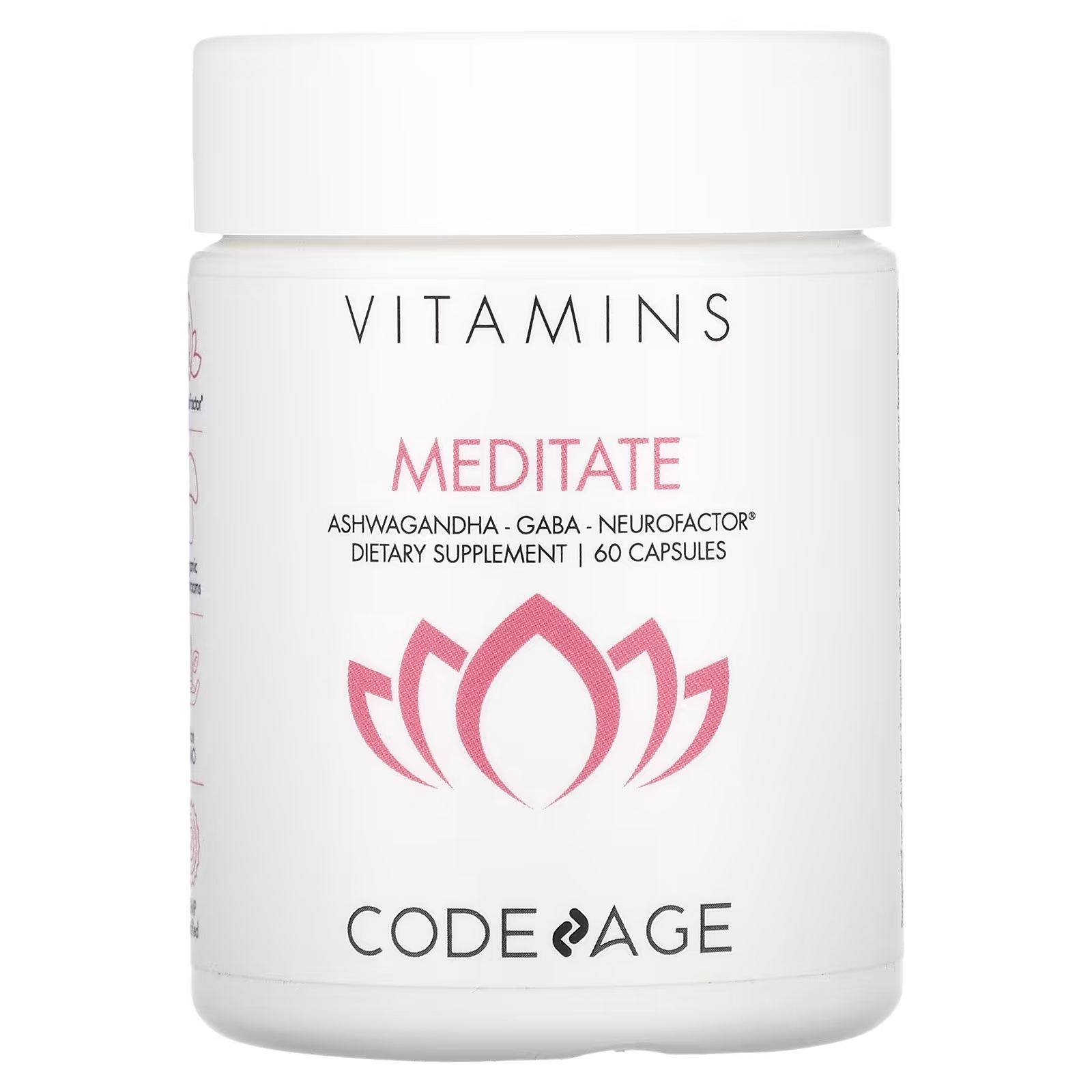 Codeage Vitamins Meditate ашваганда габа нейрофактор, 60 капсул codeage vitamins clearface 90 капсул