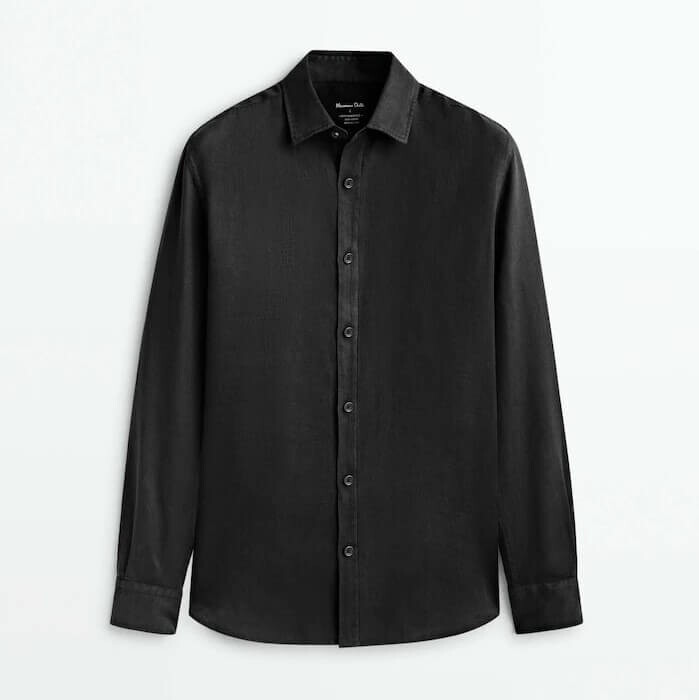 

Рубашка Massimo Dutti 100% Linen Slim-Fit, черный