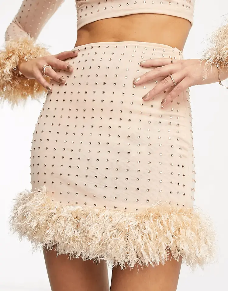 

Юбка Miss Selfridge Hotfix Mini, бежевый