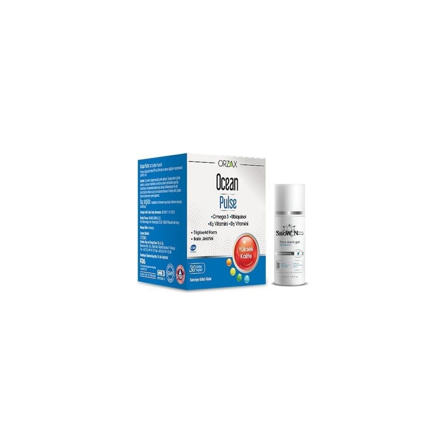 Омега-3 Orzax Pulse, 30 капсул + Очищающий гель для лица, 100 мл омега 3 из жира лосося 1000 мг bluebonnet nutrition 180 капсул