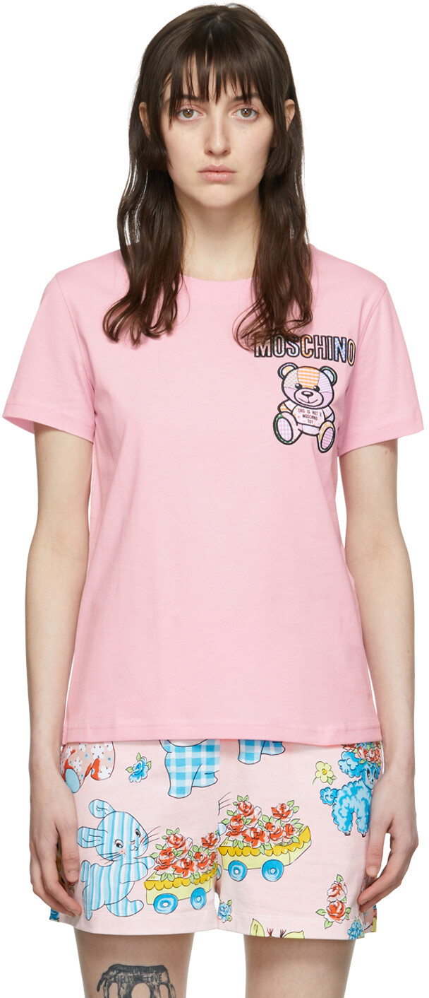 

Розовая хлопковая футболка Moschino